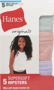 Hanes Girls' Supersoft Asst. Solids Tagless Hipsters Underwear Sz: 8 42-48 lbs. - Picture 1 of 10