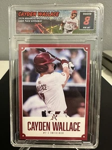 Tarjeta de béisbol Arkansas Razorbacks Cayden Wallace promoción SGA graduada KC Royals - Imagen 1 de 2