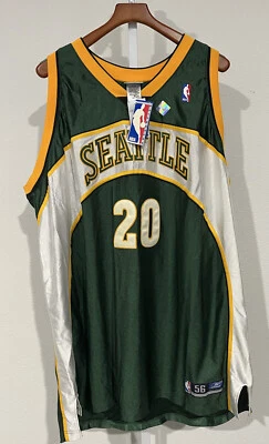 Camiseta Auténtica NBA Reebok Gary Payton Seattle Supersonics Talla 56 ¡NUEVA CON ETIQUETAS! Foto 1 de 4
