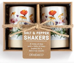 Dean Crouser Wildflowers Floral Salt & Pepper Shakers By Demdaco Ceramic NIB - Picture 1 of 11