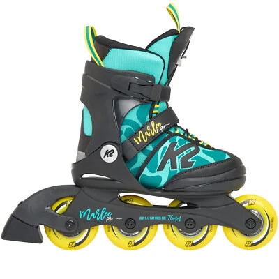 K2 Marlee Pro Youth Kinder Inline-Skates größenverstellbare Inliner Grün/Gelb