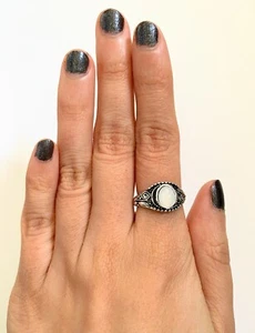Anillo mujer plateado y blanco talla 6,5 boho nuevo bisuteria complemento moda - Imagen 1 de 5