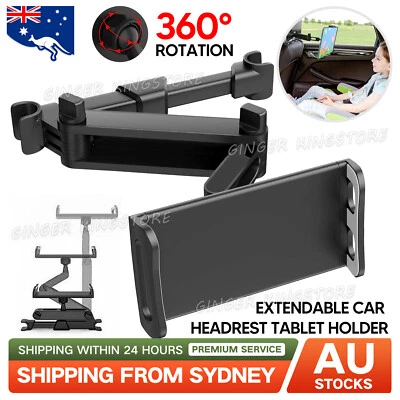 Extendable Car Back Seat Headrest Long Mount Universal Holder iPad Tablet Rotate - image 1 of 4