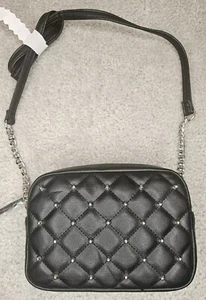 Rebecca Minkoff Diamond Quilt Studded Top-Zip Crossbody Bag Black NEW - Picture 1 of 2