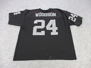 Charles Woodson Oakland Raiders Jersey Shirt Mens Extra Large Black Logo 7 VTG