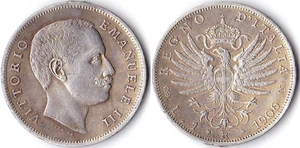 VITTORIO EMANUELE III 1 LIRA AQUILA 1906 - ECCELLENTE - - Picture 1 of 1