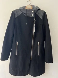 Marc New York Black Coat 6 Wool Sweatshirt Hood Midi Women’s US Size 6 Medium - Picture 1 of 10
