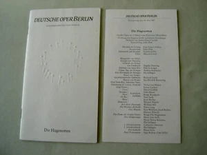 Programme: Berlin 1987 MEYERBEER Les Hugenots Denning Lorengar Lopez-Cobos - Bild 1 von 2