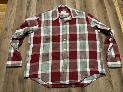 Vntg Golden Key Shirt, Men's Size XL, 17-17.5, White Red Brown, Plaid, Button Up - Image 1 of 4