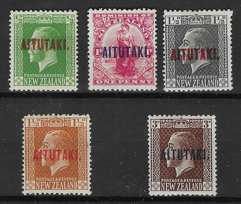 AITUTAKI 1917-20 SET (5) MH/HMH. SG. 19 - 23.  (7138) Cover