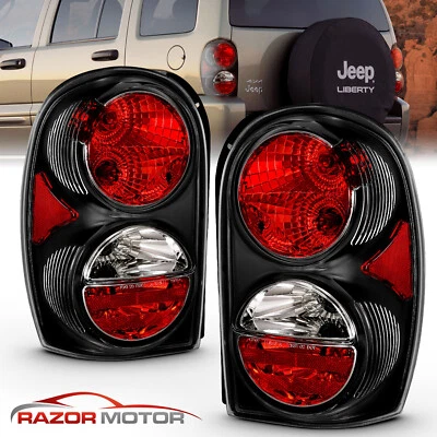 2002-2005 Replacement Black Tail Light Pair (Set) for Jeep Liberty Left + Right - Image 1 of 4