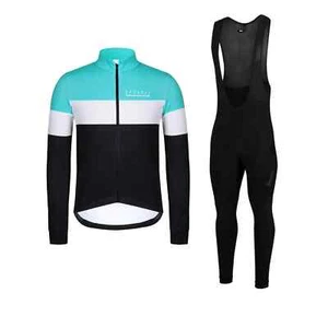 Top Quality Men Thermal Fleece Cycling Jersey and Bib Pants Set with Zip Pocket - Picture 1 of 32
