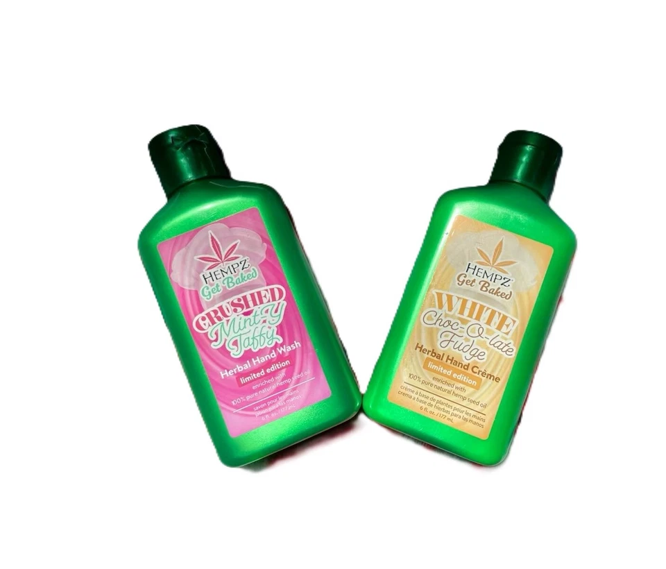 LOT OF 2 HEMPZ GET BAKED HERBAL HAND WASH Minty Taffy Choc-O-Late Fudge - Image 1 of 1