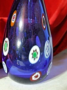 Murano Glas Parfum Flakon in Kobaltblau mit Millefiori. Klarsichtstopfen - Bild 1 von 11
