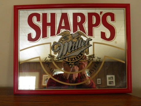 Vintage Millers Sharp N.A. Wall Mirror with Red Frame Cover