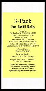 3-pack Fax Film Refill Rolls for your Brother 1010 1020 1025 1030 Fax Cartridge
