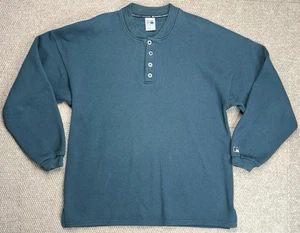 Russell Athletic Men's Vintage 1/4 Button Up Long Sleeve Sweatshirt Size Large - Picture 1 of 9