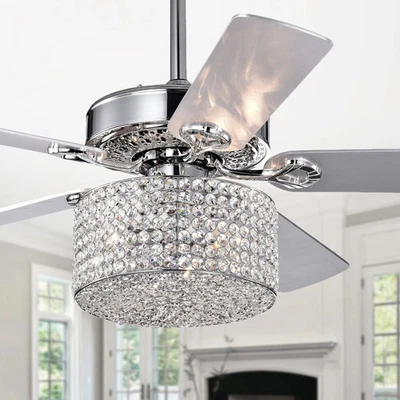 Rexen Chrome 52-Inch 5-blade Lighted Ceiling Fan - 52-inches Chrome 52-inches Di - Image 1 of 4