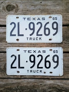 1965 Texas Truck License Plate Set Pair - Picture 1 of 2