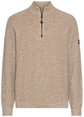 Camel Active Pullover Regular Fit Troyerkragen Struktur hellbraun - Bild 1 von 3