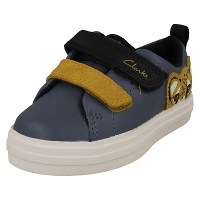 Zapatos De Niños Clarks Nova Cheat Denim Azul Con Cinta De Cierre - Imagen 1 de 4