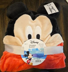 Disney Mickey Mouse Kids Hooded Foldable Blanket Ages 3 and Up - Picture 1 of 4