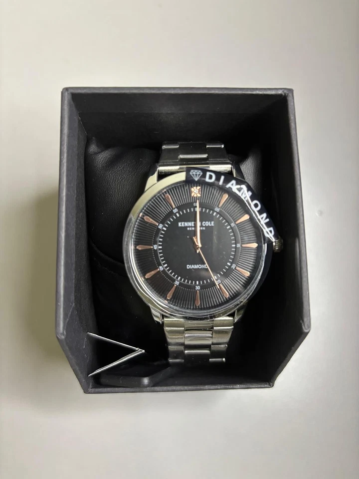 Kenneth Cole Diamond Collection Mens Stainless Steel Blue Dial Watch KC9329