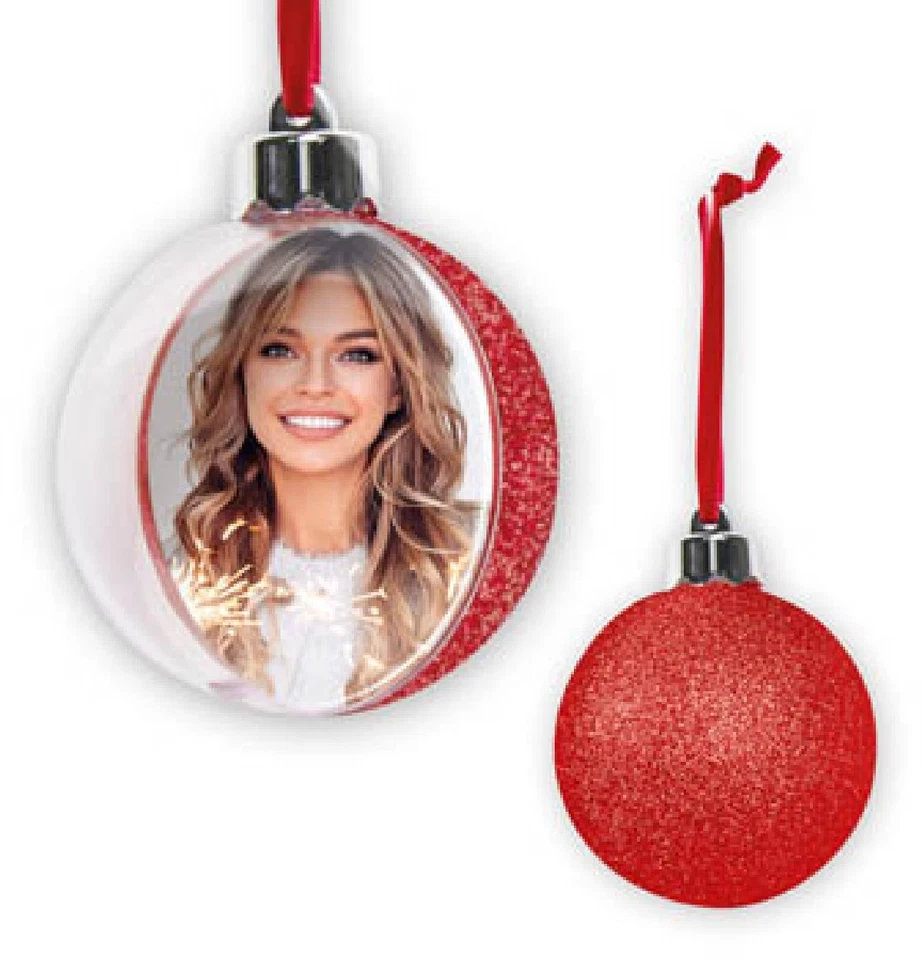 ZEP Weihnachtskugel mit Foto 10x10 cm Rot zum Hängen - Bild 1 von 1