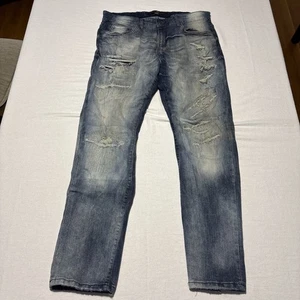 Pantalones de mezclilla Jordan Craig azules desgastados Collin’s rasgados legacy elásticos 34/32 - Imagen 1 de 8
