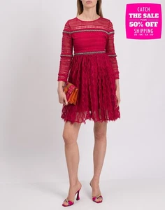 PVP €660 JUST CAVALLI Vestido Acampanado Crochet IT38 US2 UK6 XS Estrás Cremallera - Imagen 1 de 8