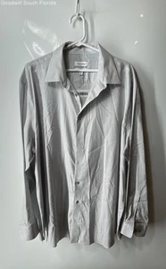 Calvin Klein Mens Light Gray Regular Fit Stretch Wrinkle Free Dress Shirt Sz 18 - Picture 1 of 5