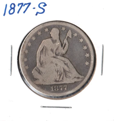 1877-S Seated Liberty Half Dollar 50c Coin - San Francisco - 90% Silver - Image 1 of 2