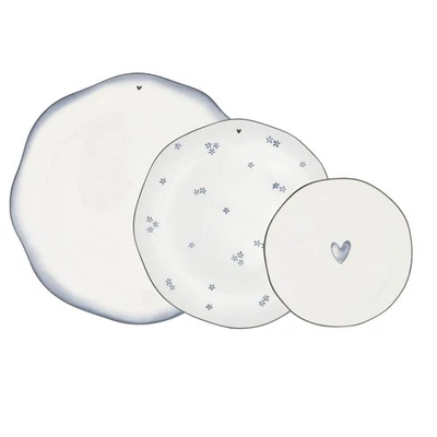 18tlg. Tellerset Iris Blue weiß blau Bastion Collections - Bild 1 von 4