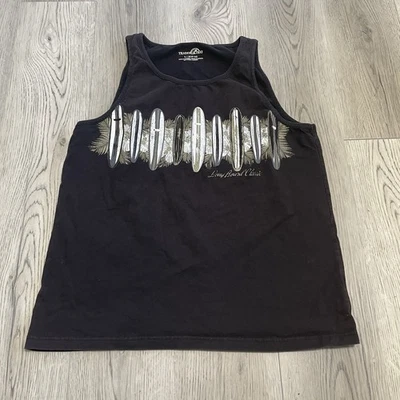 Y2K Surf Tank Top Adult Large Black Sleeveless Tee Surfer Beach Summer Vintage - Image 1 of 4