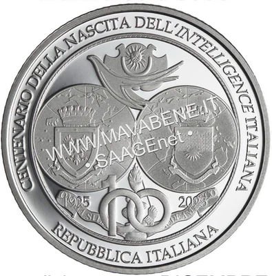 ITALIA 2025 INTELLIGENCE ITALIANA MONETA 5 EURO ARGENTO PROOF tiratura solo 3000 — 第 1/2 张图片