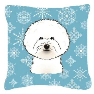 Carolines Treasures BB1651PW1414 Snowflake Bichon Frise Fabric Decorative Pillow - Picture 1 of 1