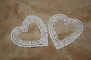 Juego de 24 Apliques Abiertos Crochet Venisa Blanco Corazón Diseño de Disfraz 3" Ancho w63 - Imagen 1 de 2