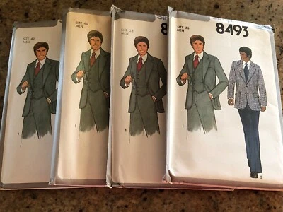 🦋 1978 OLD/NEW STOCK SIMPLICITY #8493 - MEN'S BLAZER - VEST & PANTS PATTERN FF - Image 1 of 2