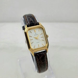 VINTAGE SIGNET QUARTZ PC21-JD65 GOLD WHITE FACE WOMEN'S WATCH NEW BATTERY  - Picture 1 of 10
