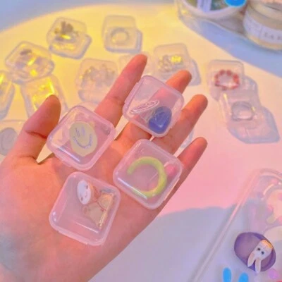 10pcs Clear Mini Jewelry Storage Box Portable Square Earrings Pill Case Travel - Image 1 of 4