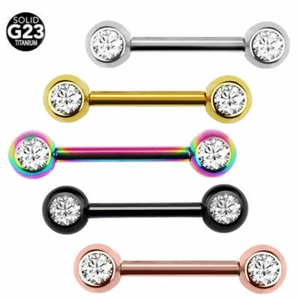 LINDAS barras de pezón | Barra de perforación de pezón de titanio G23 gema anillos de lengua joyería - Imagen 1 de 13