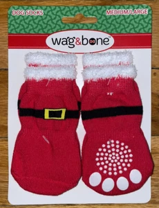 Wag & Bone Christmas Holiday Warm Knit Anti-Slip Doggy Puppy Pet Socks Size M - Picture 1 of 3