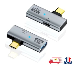 Adaptateur de Charge USB Type C OTG 2 en 1 PD 100W Transfert USB3.2 10 Gpbs 90° - Photo 1 sur 11