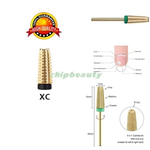 Gold 5 in 1 Hartmetall Nagel Bohrer Bit 3/32" Acryl Entferner Körnung XCoarse (XC) - Bild 1 von 6