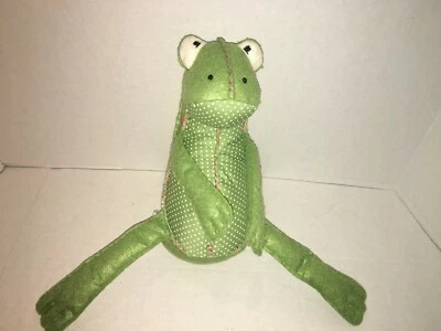 Pottery Barn Kids плюшевая лягушка Лана зеленая розовая в горошек комнатный декор мягкая игрушка - Изображение 1 из 4