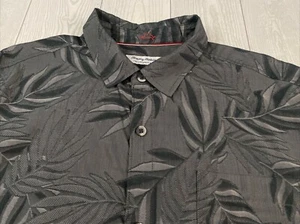 Tommy Bahama Coconut Point Hawaiian S/S Button Down Shirt Men’s XL palm Black - Picture 1 of 12
