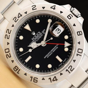 2005 ROLEX MENS EXPLORER II 16570T NO HOLES BLACK 40MM STAINLESS STEEL GMT WATCH - Picture 1 of 11