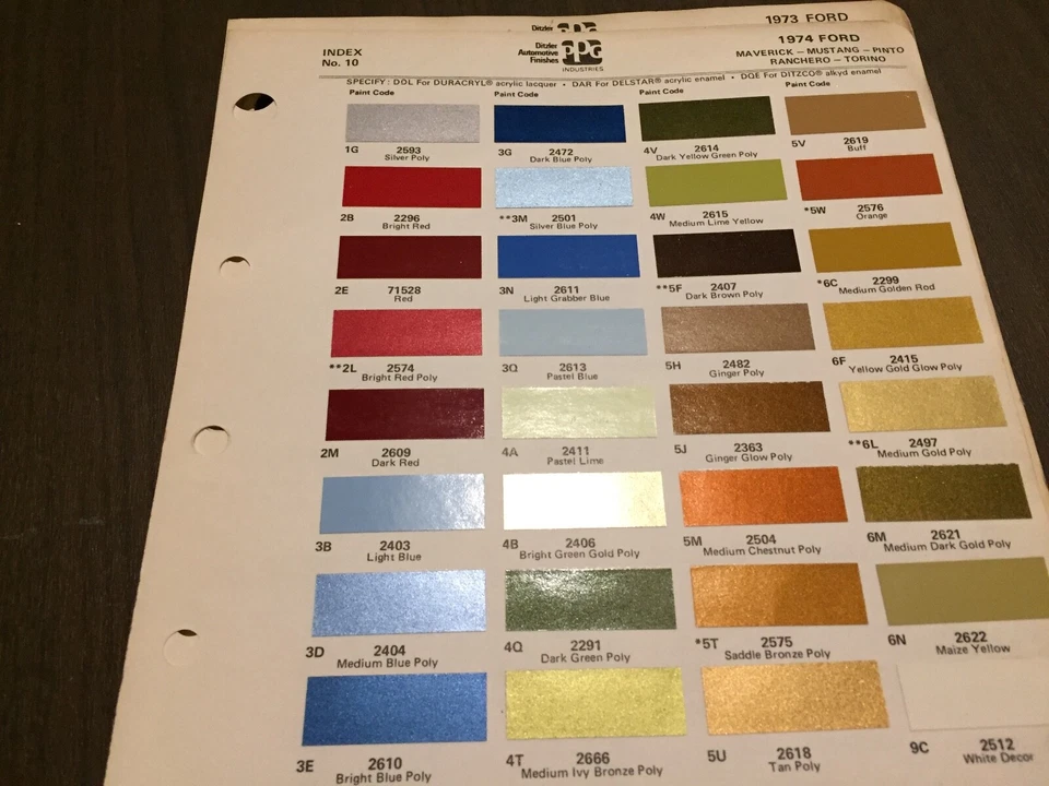 1974 FORD, ВСЕ МОДЕЛИ СКОЛЫ КРАСКИ ОРИГИНАЛ, MUSTANG, PINTO, RANCHERO - Изображение 1 из 1