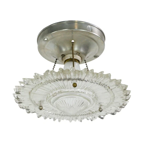 Art Deco Clear Glass Petite Star Burst Semi Flush Light Cover