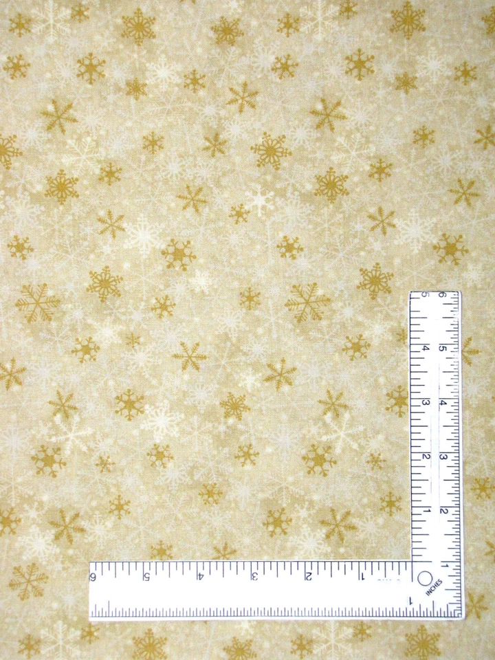 Tela de copo de nieve de Navidad por yarda beige crema algodón de nieve de Hi Fashion Foto 1 de 1